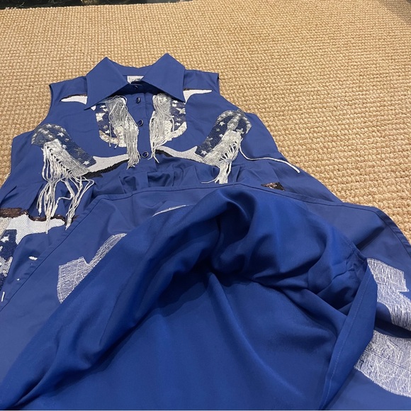 Queen of Sparkles Royal & Silver Fringe Boot Dress Small - Picture 10 of 13